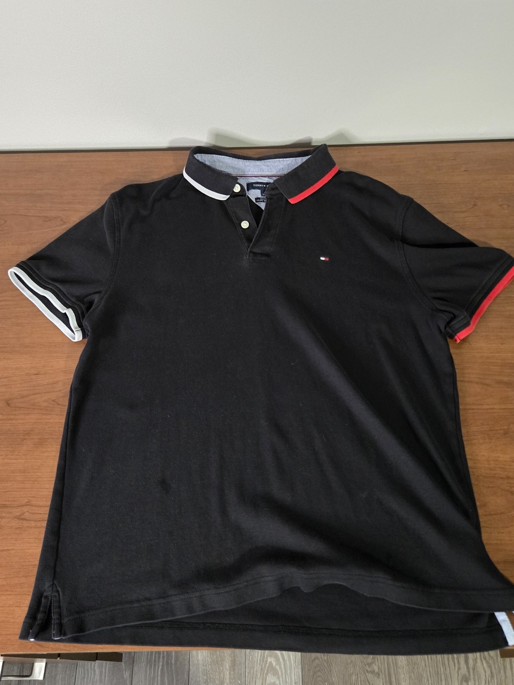 Tommy Hilfiger Black Polo Shirt with Contrast Trim
